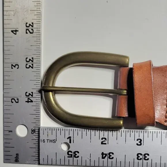 Eddie Bauer Brown Woven Leather Belt XL 46 Boho Brass Buckle - Picture 11 of 13